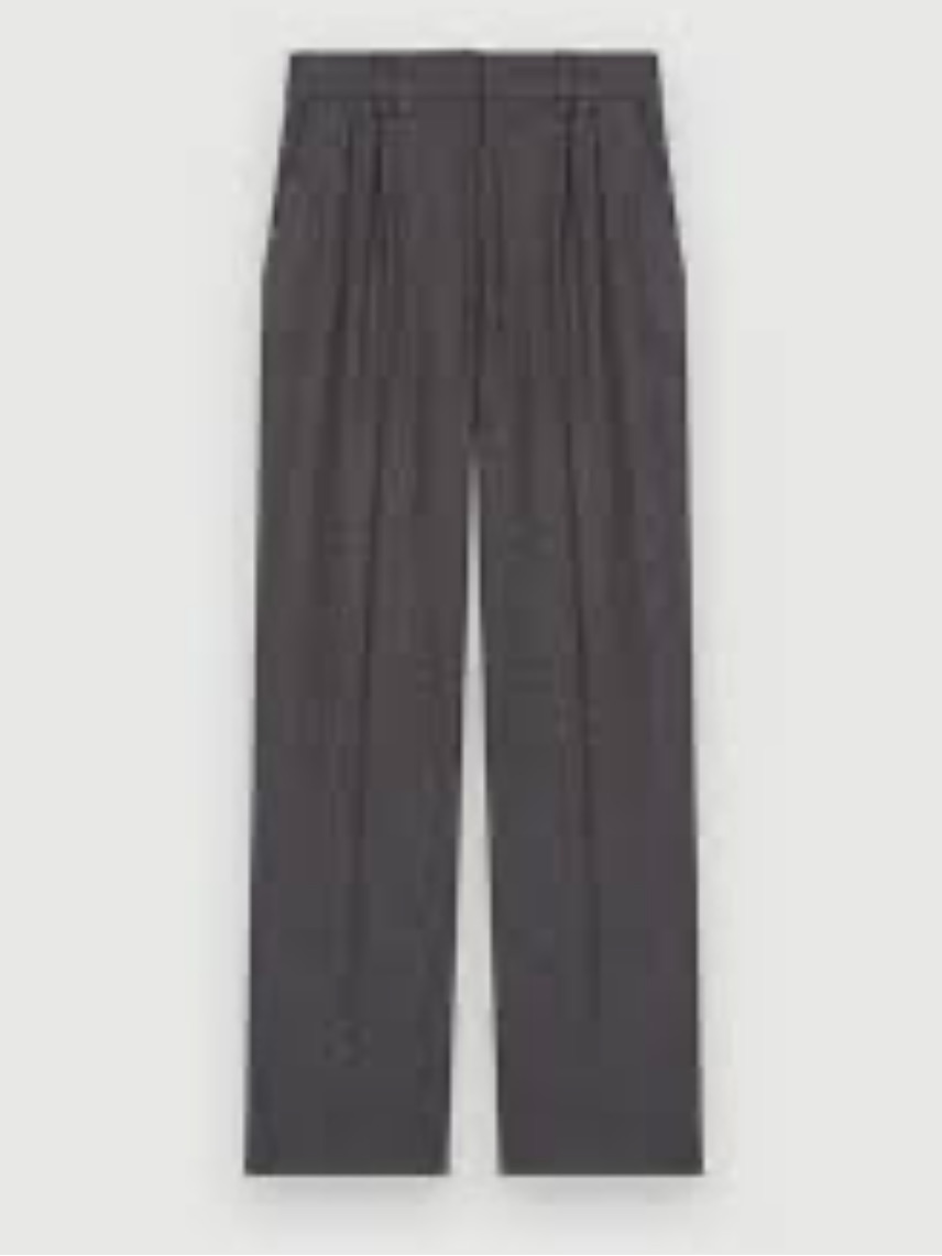 Maje Charcoal Gray Wide-Leg Tailored Pants Wool Sz 38 Us 8